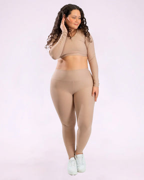 Conjunto Legging Básica Curve Plus Size + Top Manga Longa