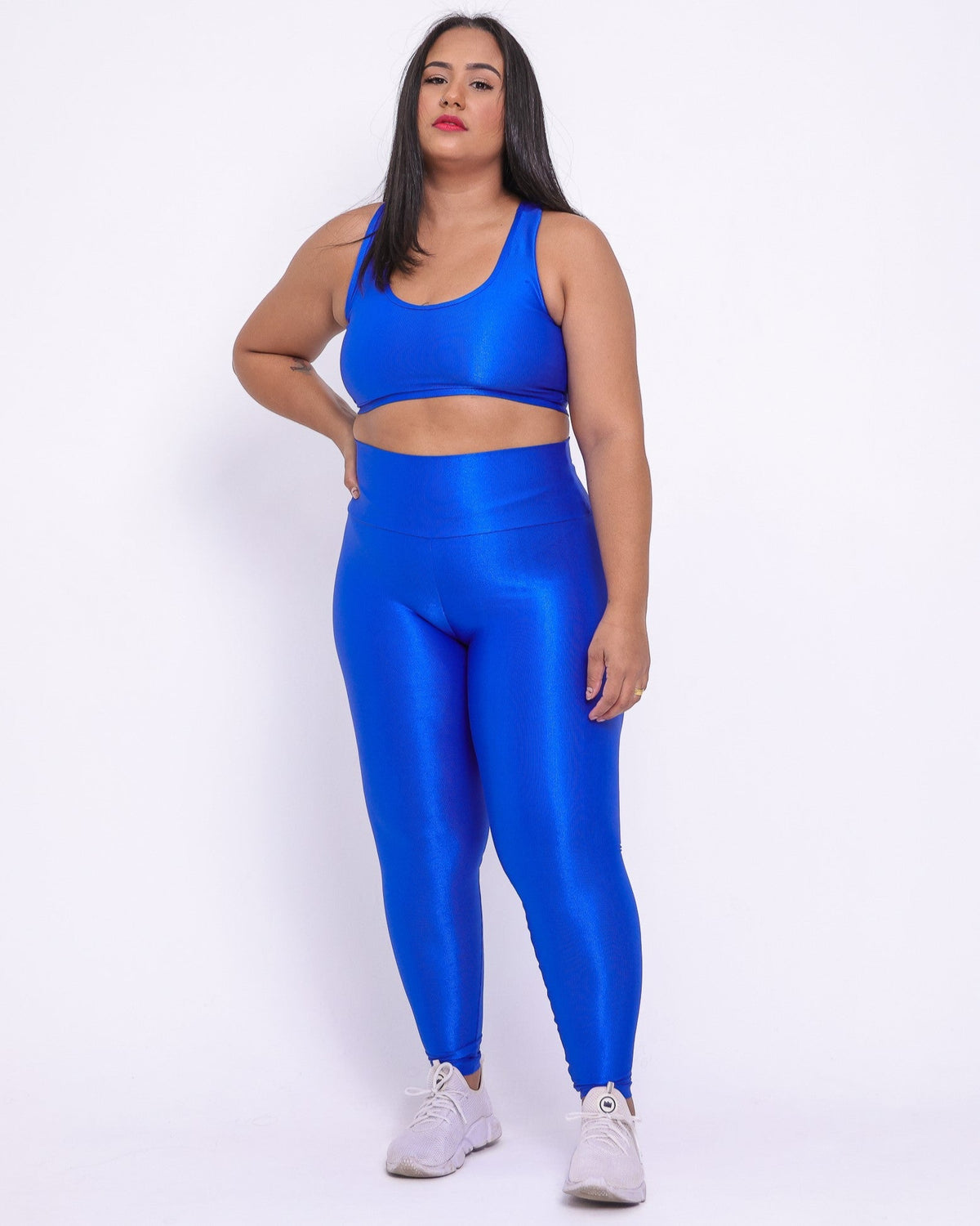 Conjunto Legging Curve Plus Size Azul Palace + Top Nadador