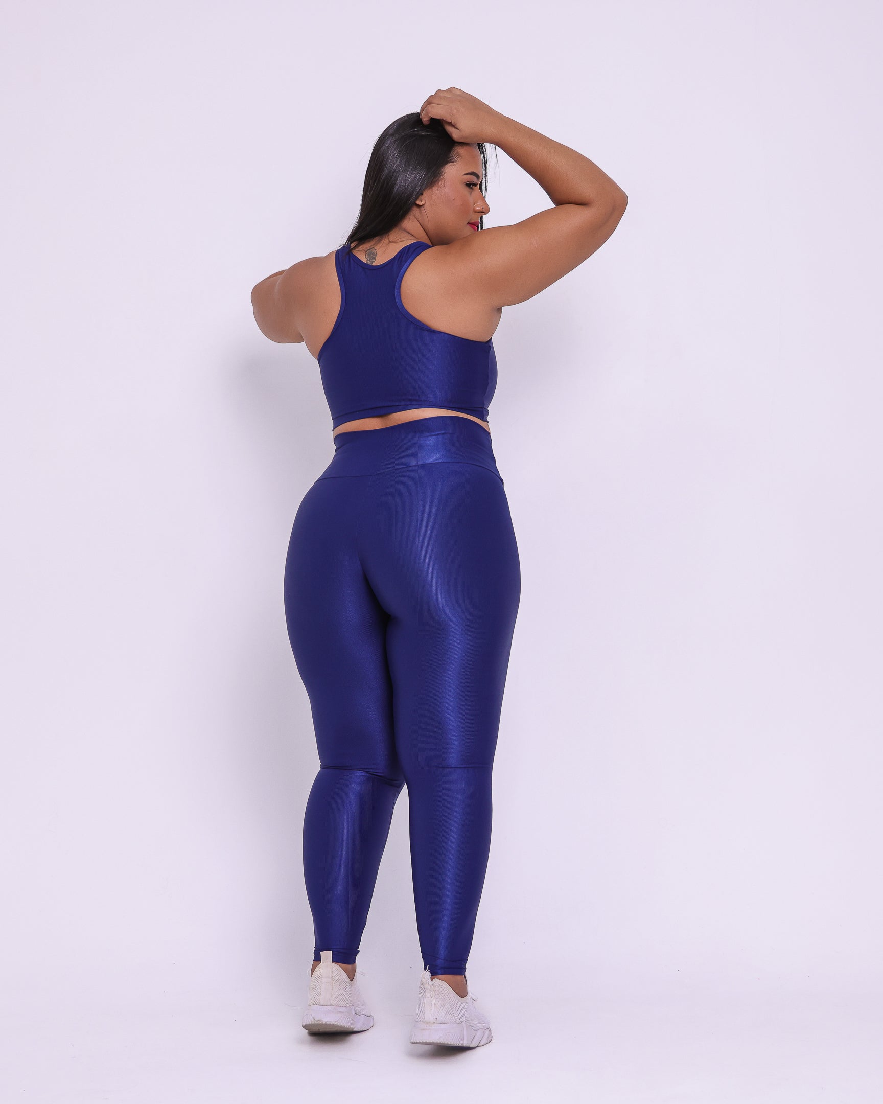 Conjunto Legging Curve Plus Size Azul Marinho + Top Nadador