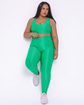 Conjunto Legging Curve Plus Size Verde Bandeira + Top Nadador