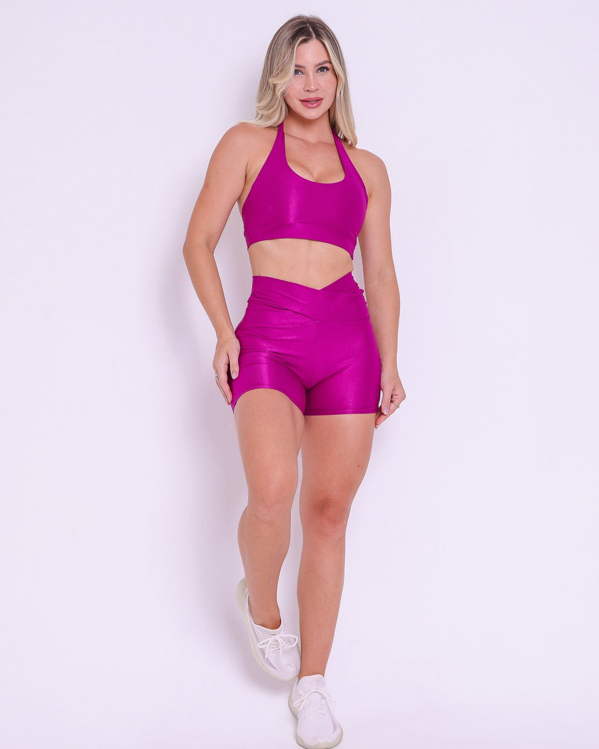 Conjunto Short Básico Cós Cruzado Compressão + Top Jhully