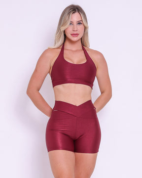 Conjunto Short Básico Cós Cruzado Compressão + Top Jhully