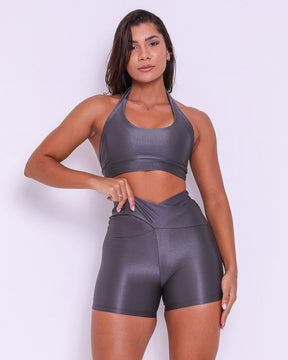 Conjunto Short Básico Cós Cruzado Compressão + Top Jhully