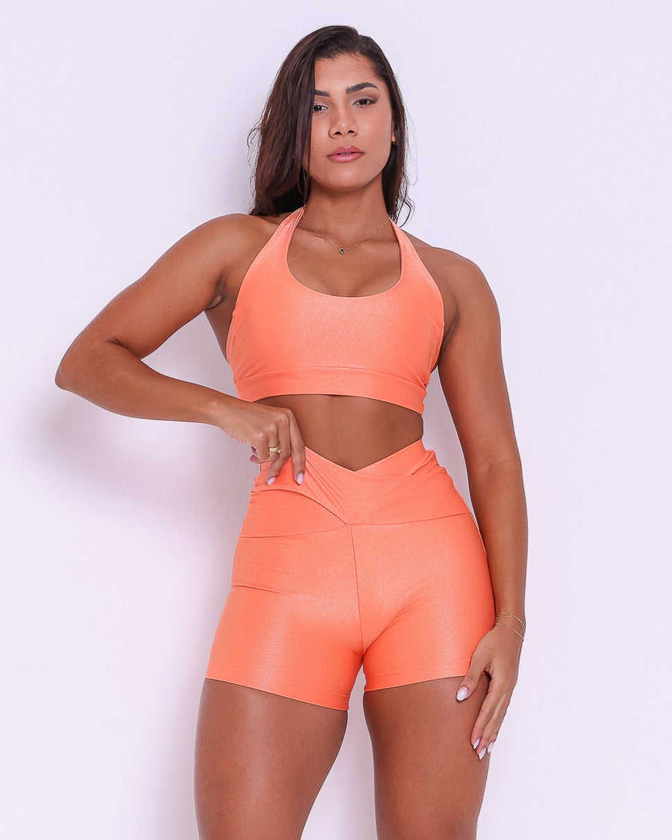 Conjunto Short Básico Cós Cruzado Compressão + Top Jhully