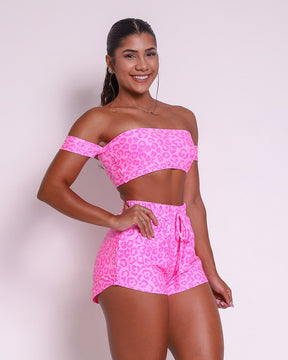 Conjunto Short Básico Light Onça Colors + Top Ciganinha