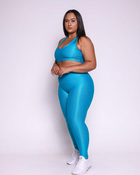 Conjunto Legging Curve Plus Size Azul Jade + Top Nadador