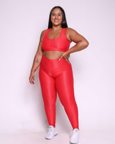 Conjunto Legging Curve Plus Size Vermelho + Top Nadador