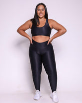 Conjunto Legging Curve Plus Size Preto + Top Nadador