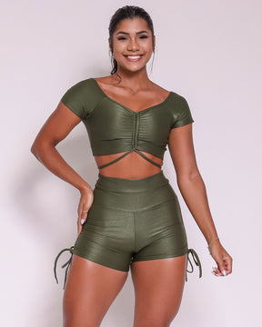 Conjunto Short Básico Cross Compressão + Top Manguinha