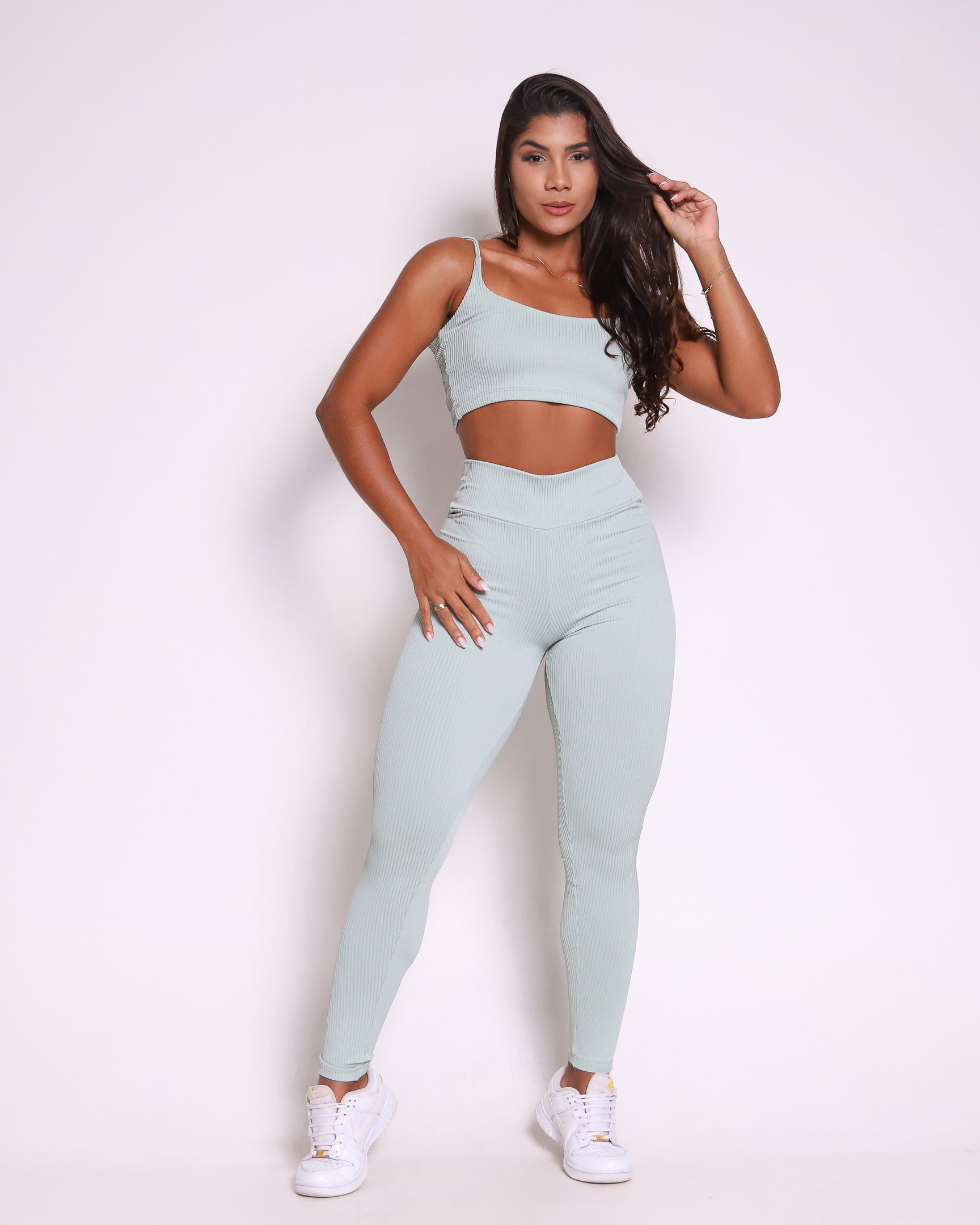 Conjunto Legging Básico Textura Valência + Top Bruna